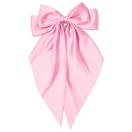 Large Hair Bows for Women Pink Silky Satin Hair Bow Hair Clips Long Tail French Hair Ribbon Coquette Bows Hair Barrettes for Girls