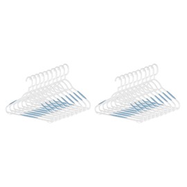 Whitmor Slim Sure-Grip Hangers with Swivel Hook - White and Blue - Set of 20