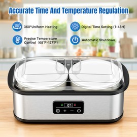 Probiotic Yogurt Maker with 48H Time and 68-127℉ Temp Control, Yogurt Maker Machine with Auto-off, Make Homemade Delicious Yogurt For Family & Friend