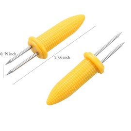 3.66 Inch Stainless Steel Corn Holders, Corn on The Grill, Corn on The Cob Skewers, Double Fork Sweet Corn Seat, Home & BBQ Cooking Fork (10 Pcs)