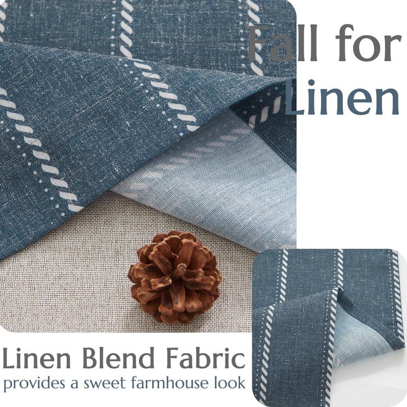 jinchan Nautical Valance Striped Linen Curtain 16 Inch Farmhouse Room