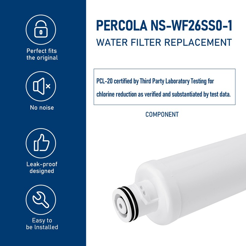 PERCOLA NS-WF26SS0-1 Water Filter, Compatible with Insignia® NS-WF26SS0-1, Insignia® Side-by-Side