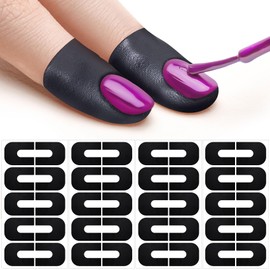 VARMDUKKE 40pcs Nail Polish Protector for Fingers, U Shape Latex Nail Polish Barrier, Peel Off Skin Cuticle Protector, Black Nail Guard Tape for Nail Stickers, Painting, Manicure (4 Sheets)