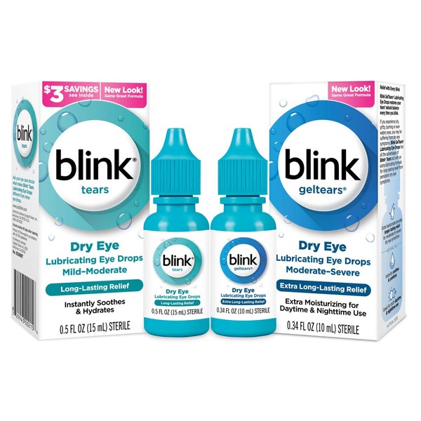Blink Tears and GelTears Value Pack (1 Blink Tears 15mL Bottle and 1 Blink GelTears 10mL Bottle)