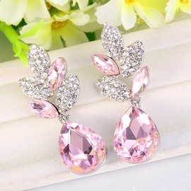 Ever Faith® Art Deco Crystal Party Earrings in Sapphire Blue, Silver Tone, Alloy