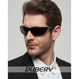 DUBERY Mens Sports Polarized Sunglasses 100% UV Protection Driving Cycling Fishing Shades D120, Black&Gun/Black