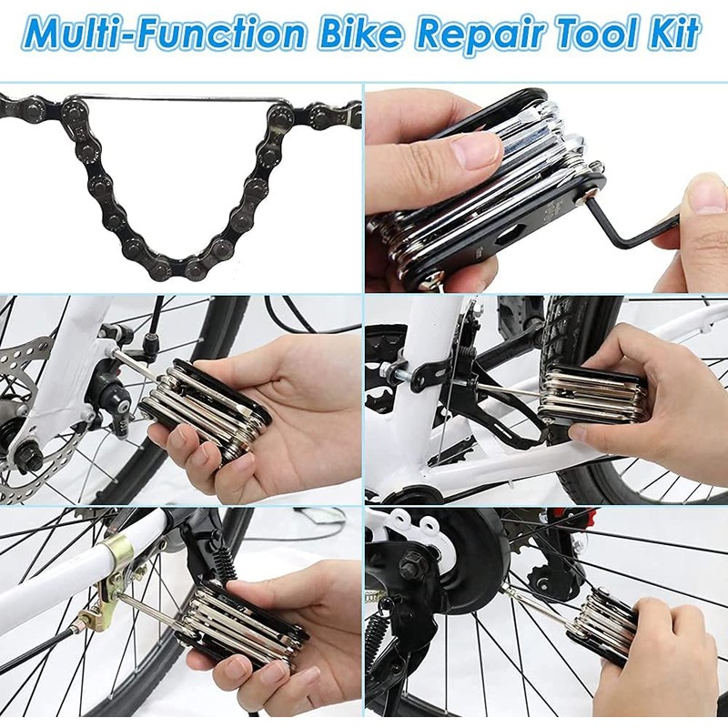 WOTOW 16-in-1 Multifunction Bicycle Repair Kit with Allen Keys and