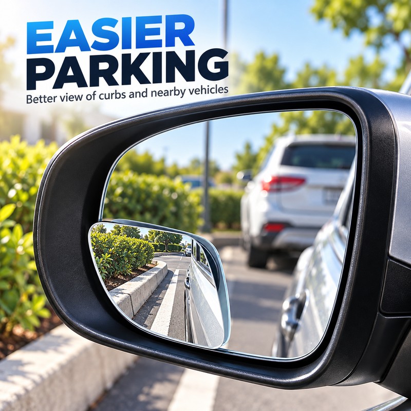 Wide-Angle Blind Spot Mirrors for Cars – 2-Pack 360° Adjustable
