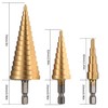 3 Pcs HSS Step Drill Bit Set, 4mm-12/20/32mm High Speed