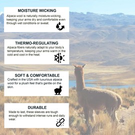 Zensah Alpaca Wool Compression Arm Warmers - Long Fingerless Sleeves, Thermal Arm Tights for Running, Cycling, Women and Men (Black, Large-X-Large)