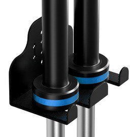 ZGJWJYUU Barbell Wall Holder,Olympic Hanger,Garage Gym Bar Wall Rack with 2 Bar Holders,Vertical Barbell Mount Rack,Space Saving Commercial or Home Gym Accessory,Holds Under 33mm Bar Size(Black)