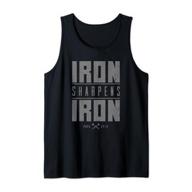 Iron Sharpen's Iron Christian Men Bible Scripture Gym Workout Tank Top