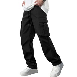 Mancozy Men's Casual Cargo Sweatpants Waist Drawstring Joggers Tactical Loose Fit Pants for Men with Multi Pockets Small