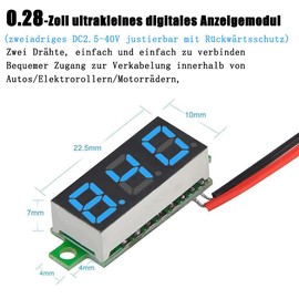GERUI 4 x 0.28 inch mini digital voltmeter with 7-segment LED display, DC 2.5-40 V, two wires voltage tester, voltage measurement module, reverse polarity protection and accurate pressure measurement