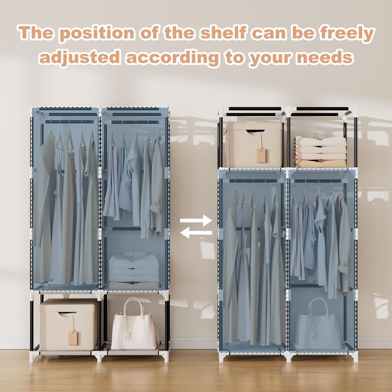 VTRIN Portable Closet Wardrobe Closet for Hanging Clothes with 4