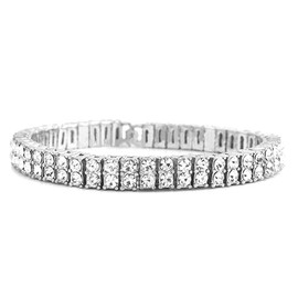 HH BLING EMPIRE Unisex Adult Hh Bling Empire Gold Silver Diamond Bracelets And, Iced Out Bracelets Hip Hop Jewelry (2 Row Tennis Silver) 8.5" 2 Row Tennis Silver