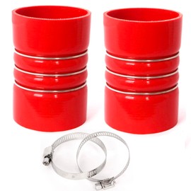 BHTOP Set of 2 Silicone Charge Air Cooler Hump Hose, 4" X 6" Heavy Duty Intercooler Hoses Boot Kit with T-bolt Clamps Set for Semi Trucks
