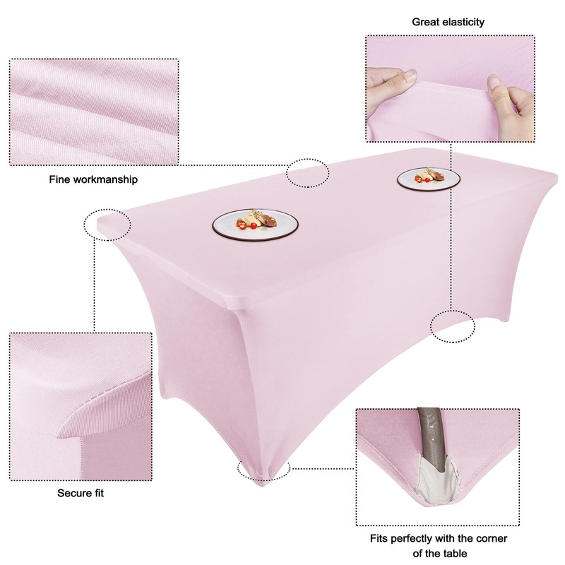 Ocves Stretch Tablecloth 6ft Spandex Table Covers Polyester Fitted Rectangular