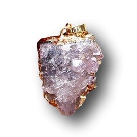 Sublime Gifts Amethyst rough crystal healing natural metaphysical chakra gemstone wire wrapped pendant with necklace - pc#1
