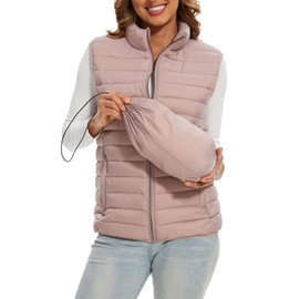 Xmgelp Vest for Women Packable Puffer Vest Lightweight Water-Resistant Sleeveless Quilted Puffer Vest Outerwear, Pink XL