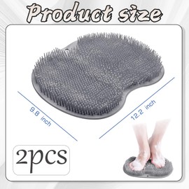 Foot Scrubber for Shower, 2 PCS Gray Shower Foot Scrubber, Shower Foot Scrubber Mat with Non-Slip Suction Cups, for Cleaning Exfoliation Massages Relieving Tired Feet Without Bending