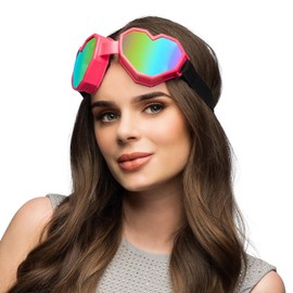 Boland - Festilove Ski Goggles, Holographic Lenses, Costume Accessory for Carnival and Theme Party, Party Glasses, Pink