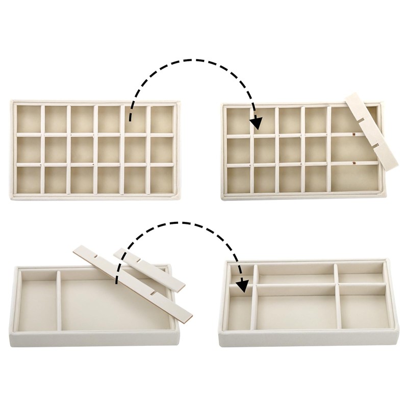 Elsjoy Set of 8 Velvet Jewelry Tray, Drawer Insert Divided