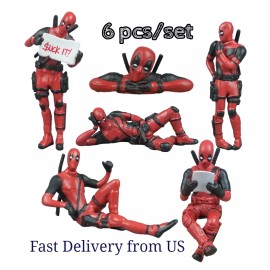 Deadpool Collection 6 pcs/set Figures Car Home Office 8-10cm Funny Cute Toys