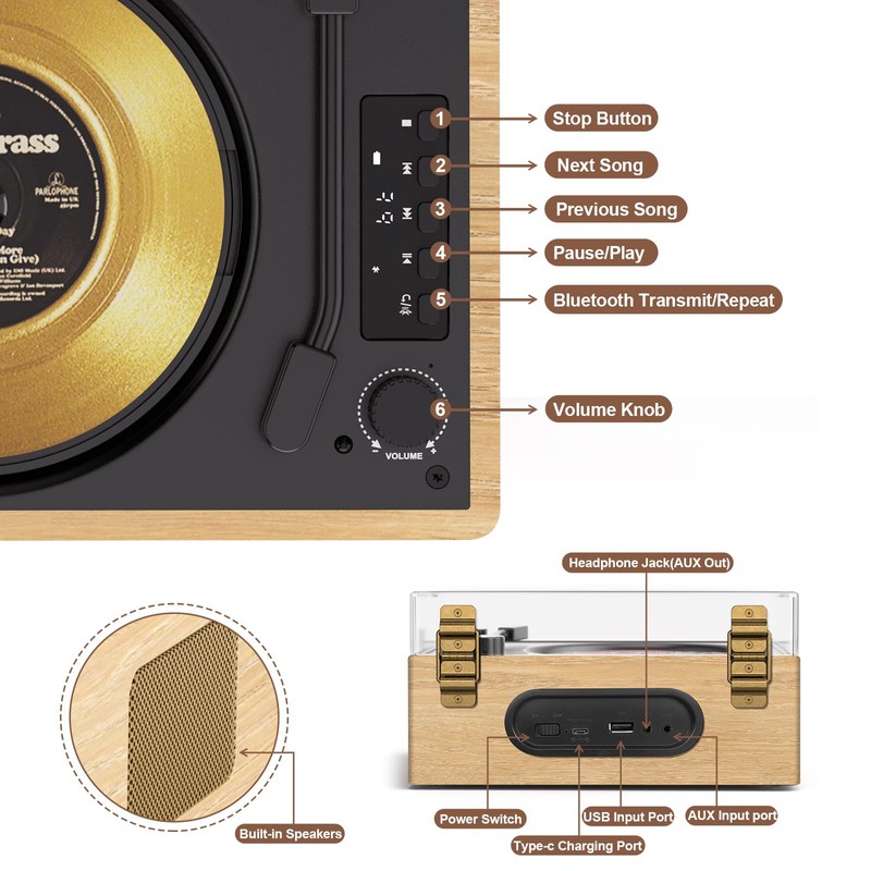 MANGOSTAN Portable CD Player with Speaker, Retro CD Player with