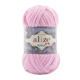Alize 5 x 100 g Velluto Wool 500 g Super Bulky Chenille Yarn, Cuddly Soft 100 g, Pillow Baby Blanket etc. (Pink 31)