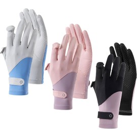 Guantes De Protección Solar Mujer 3 Pares, UV Transpirables con Pantalla Táctil y Antideslizante, Diseño con Apertura De Dedos, para Conducir Deporte Exterior