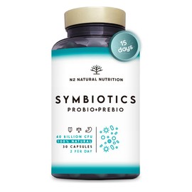 Pre and Probiotics for Gut Health. Probiotic Complex with 40 Billion Probiotic Bacteria. Intestinal Flora. 30 Capsules. N2 Natural Nutrition.