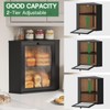 Black Corner Bread Box for Kitchen Countertop-Bamboo Wood 2-Tier