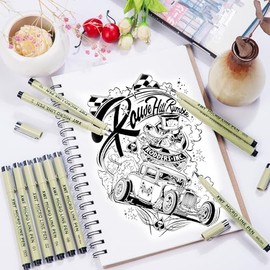 XWT Micro Fineliner Pens 6Pcs 0.25mm/Set, Ultra Fine Fineliner Pen, Water-based Black Pigment Ink, Drawing Journaling Doodling Supplies for Artists, Designers, Students