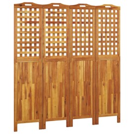 vidaXL Acacia Wood Room Divider - 4-Panel, Foldable, Easy to Store, Versatile Usage, Ideal for Bedroom and Living Room Divisions - 63.8"x0.8"x70.9"
