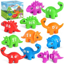 LovesTown ABC Alphabet Matching Game, Dinosaur Letter Sorting Toy, Colorful Montessori Learning Set for Classroom Homeschooling, 26 PCS