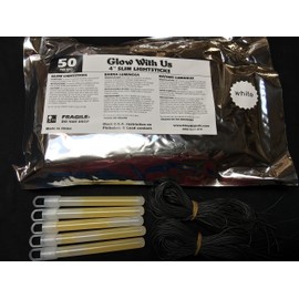 Glow Sticks Bulk Wholesale, 50 4” White Glow Stick Light Sticks. Bright Color, Kids Love Them! Glow 8-12 Hrs, 2-Year Shelf Life, Sturdy Packaging, GlowWithUs Brand