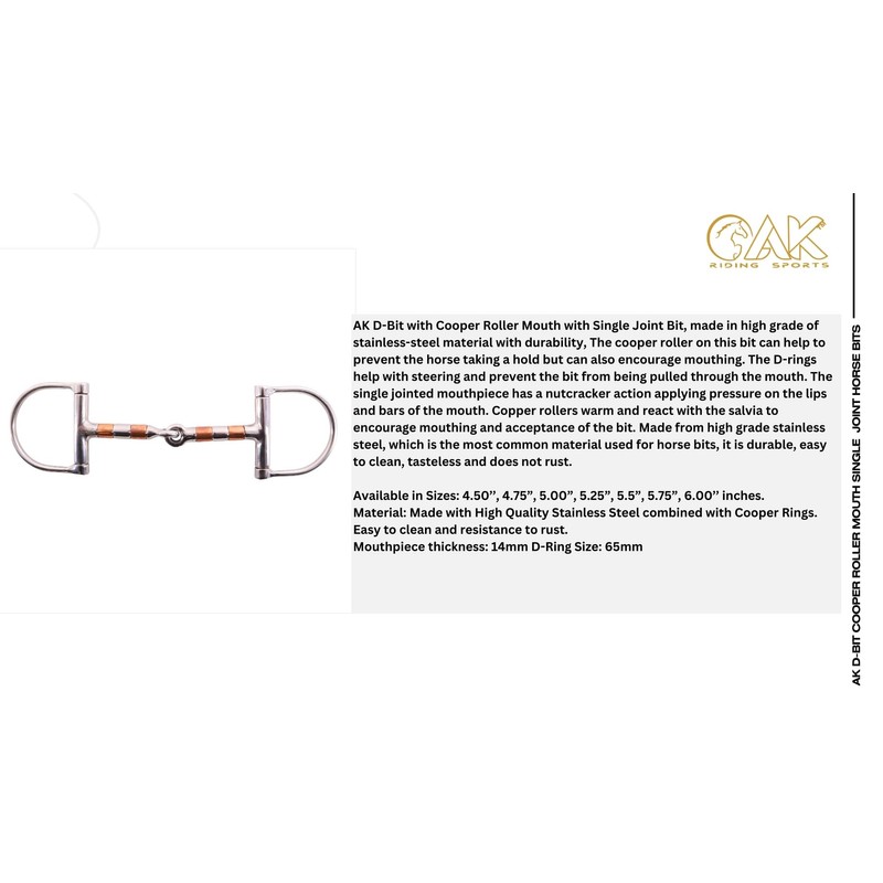 AK D-Bit with Cooper Roller Mouth with Single Joint Horse