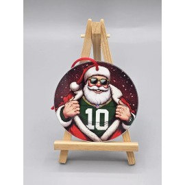 Unbranded GREEN BAY PACKERS SANTA CLAUS SHOW LOYALTY METAL HOLIDAY CHRISTMAS TREE ORNAMENT