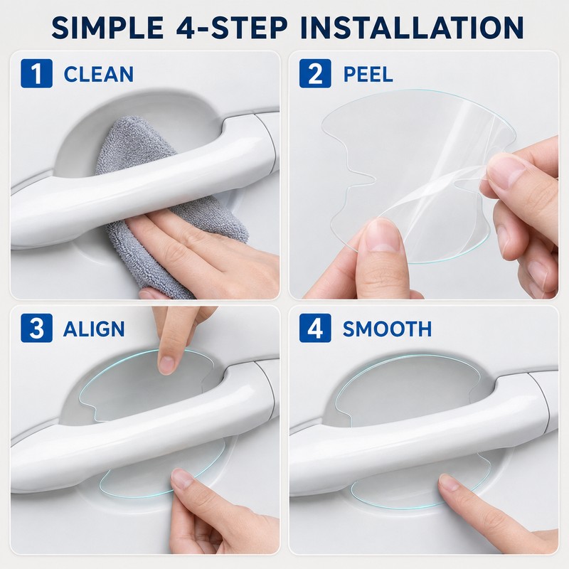 8-Piece Transparent Car Door Handle Scratch Protection Film Set