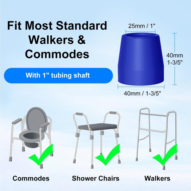 supregear Rubber Feet 25 mm for Folding Walkers, Pack of