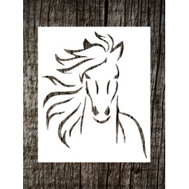 Horse Logo Stencil 5x6 in Arts and Crafts Material Scrapbooking for Airbrush Painting Drawing and More Reusable Stencil STENCILAIR