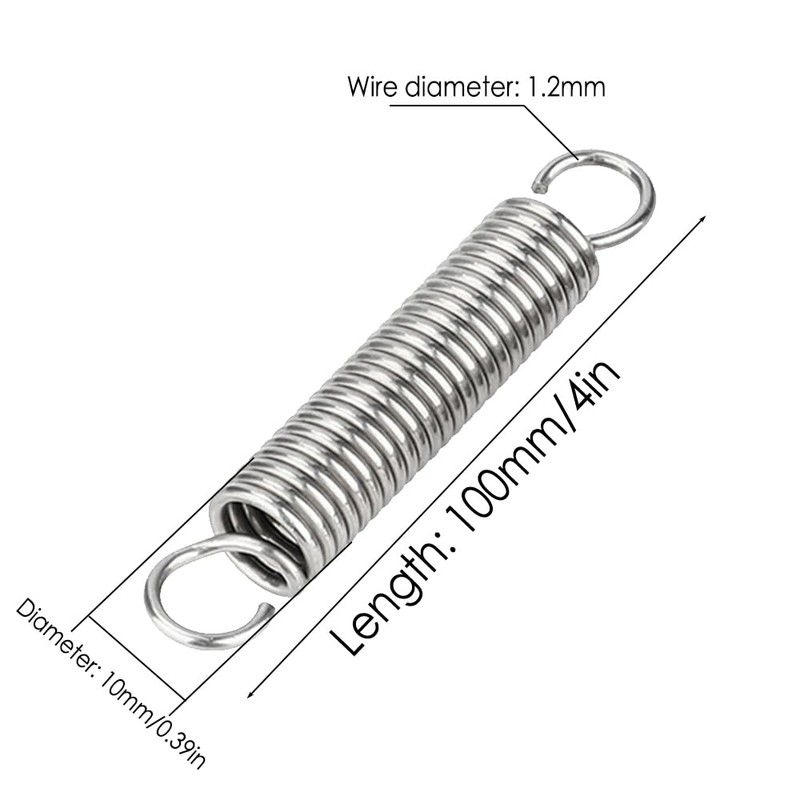 4pcs Dual Hook Tension Spring,Stainless Steel Extended Tension Spring,Extended Compressed