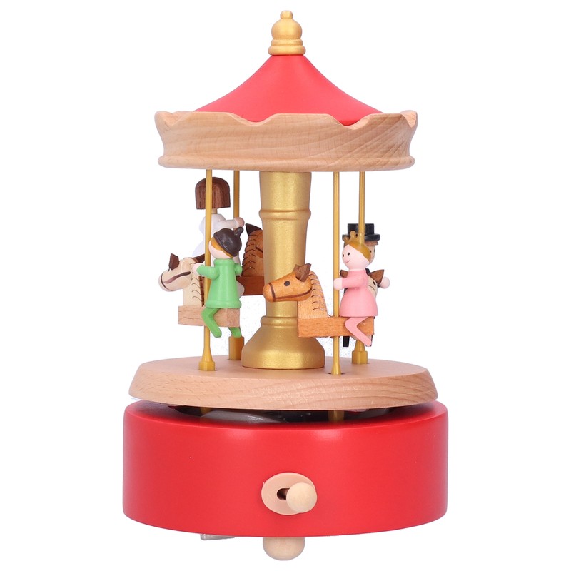Wooden Music Box Musical Box Rotating Horse Shaped Wood Crafts