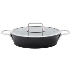 Serenk Excellence Granite Egg Pan, 1.8 in 1.5 qt, PFOA Free, Non-Stick, Extra Thick Bottom, Tempered Glass Lid, Oven & Dishwasher Safe, Black, 1.26 kg