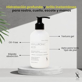Silvia Strauss Suero Facial Hidratante en Gel con cido Hialurnico, Colgeno, Elastina y T Blanco  Oil-Free, Rpida Absorcin, Ilumina y Suaviza la Piel  