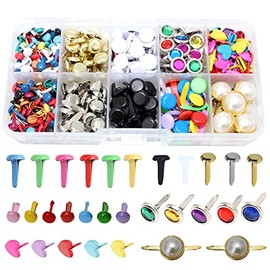 BESTCYC 1Box(500Pcs) Multiple Styles Metal Brads Kit Mixed Color and Size Paper Fasteners Round Split Pins for Scrapbooking, Paper Crafts,Card Making and DIY Craft Projects