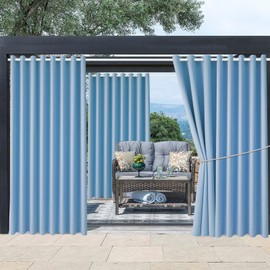 Waterproof Outdoor Curtain W105 x L84 - Grommet Top Sunlight Blocking Window Treatment Drapes Blackout Curtains for Home Bedroom Living Room Outdoor Patio Porch Pergola Cabana Gazebo (2 Panels)