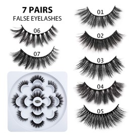 DYSILK Fluffy Lahses Fake Eyelashes - False Eyelashes Natural 7 Pairs 6D Lashes 7 Styles Faux Mink Eyelashes Wispy Lashes Natural Look False Eyelashes Long Lashes Pack Mink Lashes Eye Lashes |005