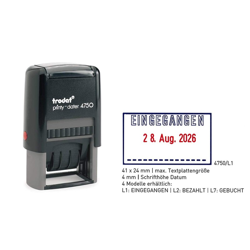 Stamp Trodat Printy Storage Stamp, Date Stamp 4750L Received Paid